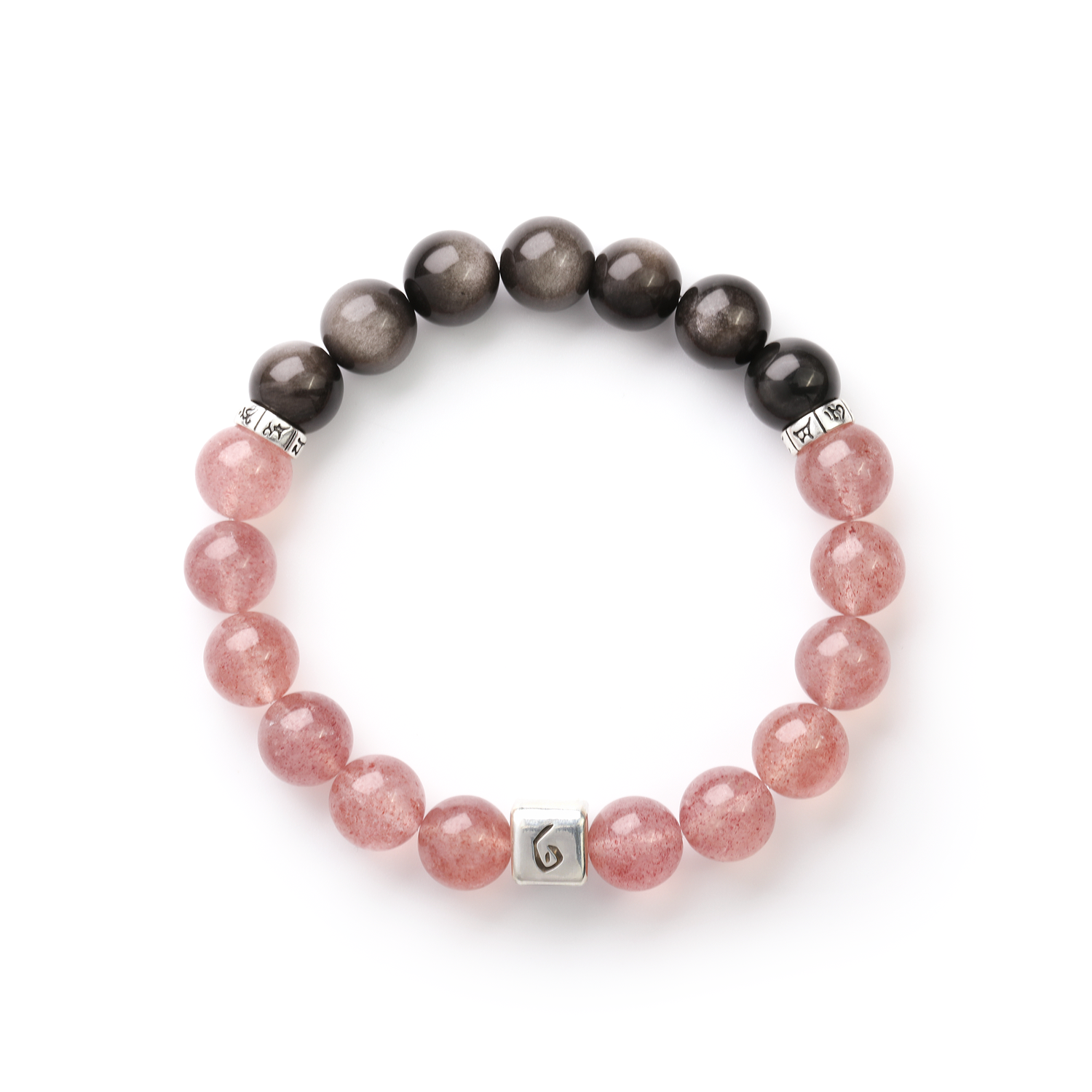 Strawberry Quartz Silver Obsidian Bracelet – ChiBead