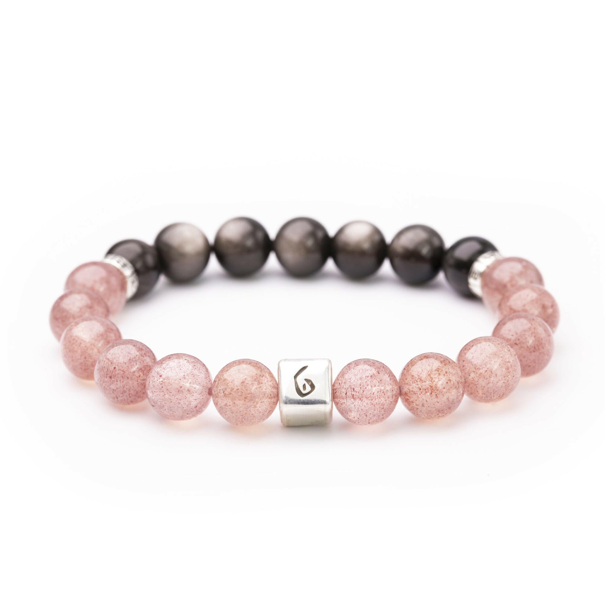 Strawberry Quartz Silver Obsidian Bracelet – ChiBead – Geoma